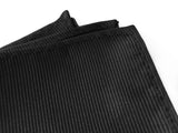 Solid black pocket square, by Cyberoptix. Plain fine woven stripe texture