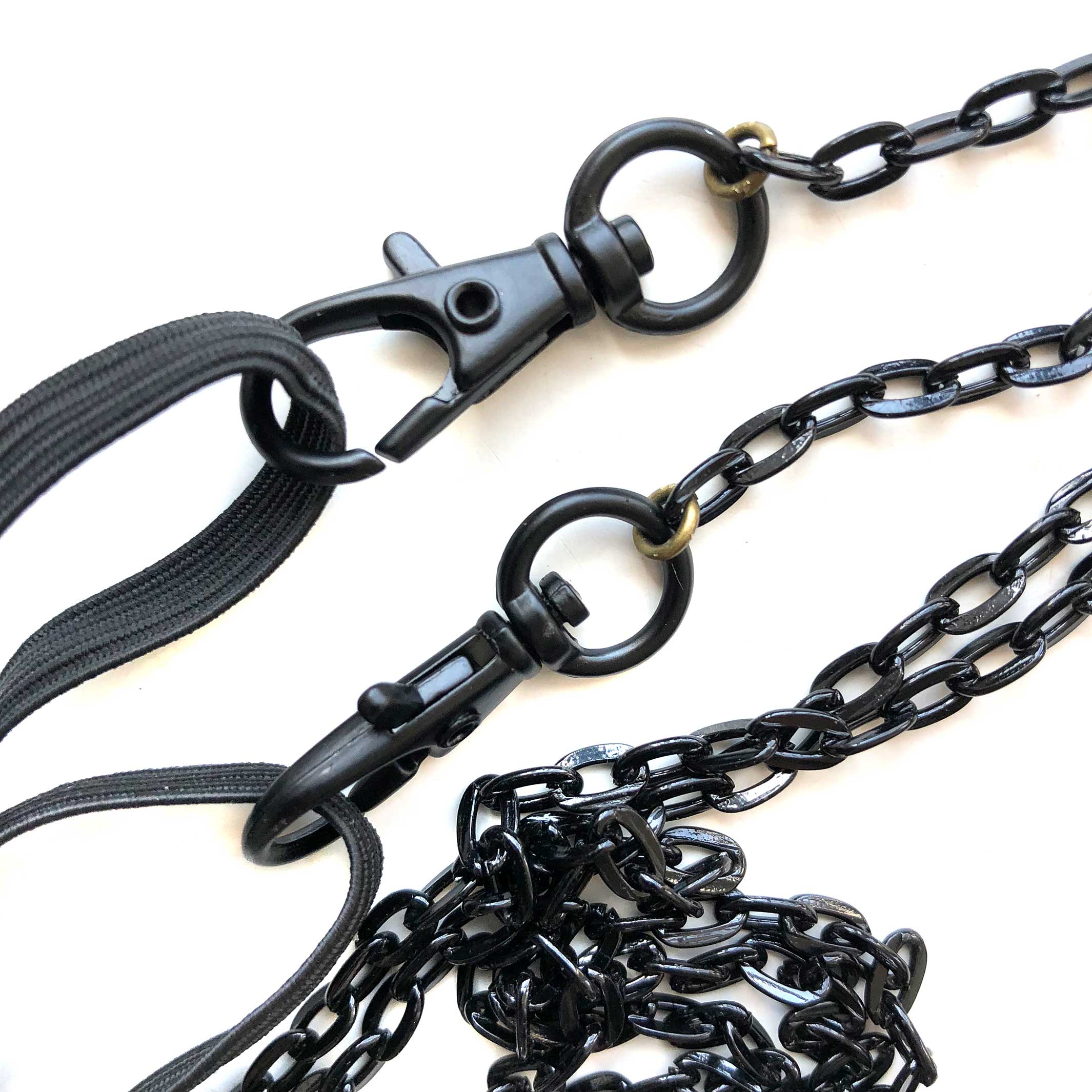 Black Mask Chain. Mask Holder Necklace small cable chain mask leash