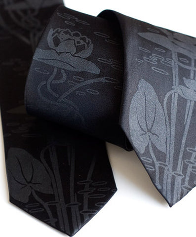 Lotus Blossom Necktie, microfiber water lily tie.