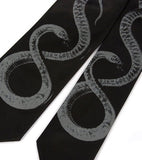 Snake Necktie: Dove grey on black