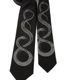 Snake Necktie: Dove grey on black