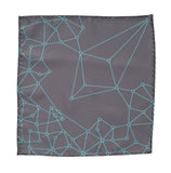Blockchain Distributed Network Pocket Square, Turquoise on Charcoal Print, by Cyberoptix
