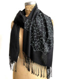 Blockchain Cryptocurrency Scarf, ice print on black. by Cyberoptix