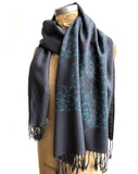 Blockchain Representation Scarf, Turquoise on Charcoal, by Cyberoptix