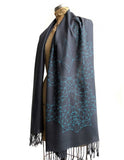 Blockchain Pashmina Scarf, Turquoise on Charcoal, by Cyberoptix