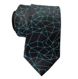 Blockchain Necktie, turquoise on black, Cyberoptix