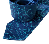 Blockchain Necktie, turquoise on French blue, Cyberoptix
