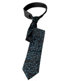 Blockchain Necktie, turquoise on black, Cyberoptix