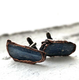 Blue Kyanite Electroformed Cufflinks, raw stone cuff links