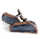 Blue Kyanite Electroformed Cufflinks, raw stone cuff links, Something Blue