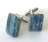 Blue Kyanite Cufflinks, natural raw stone cufflinks