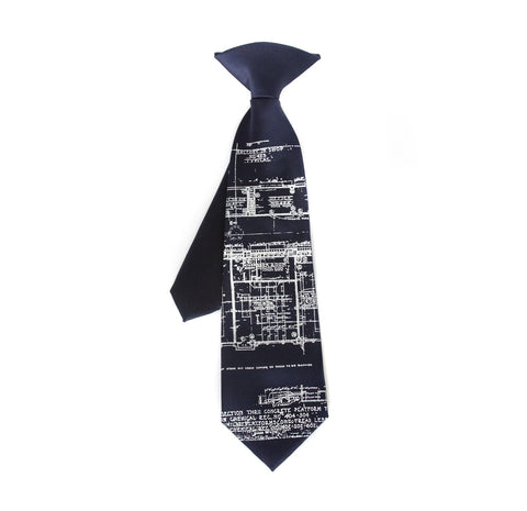 Blueprint kids tie. Detroit "Little Architect" boys necktie.