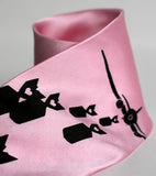 Black ink on pink narrow microfiber