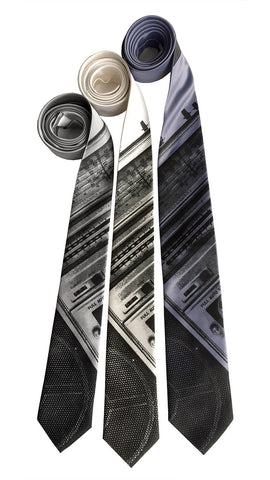 Boombox Print Silk Necktie