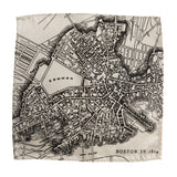 Boston Map Pocket Square. 1814 map vintage print, black on platinum, by Cyberoptix
