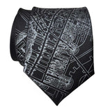 Boston Map Tie, Black 1814 Vintage Map Print Neckties. By Cyberoptix