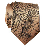 Boston Map Tie, Pale Copper 1814 Vintage Map Print Neckties. By Cyberoptix