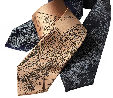 Boston Map Necktie, 1814 Vintage Map Print Tie
