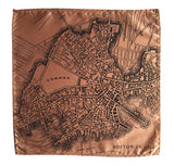 Boston Map Pocket Square. 1814 map vintage print, black on pale copper, by Cyberoptix