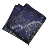 Navy blue Boston map printed pocket square, by Cyberoptix