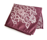 Boudoir Lace pocket square. Pale lavender on orchid.