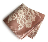  Boudoir Lace pocket square. Ivory cream print on peach.