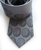 Brain Dot tie: Dove grey on silver.
