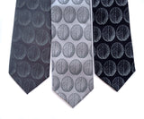 Brain necktie: Dove grey print on charcoal, silver, black.