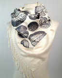 Brain scarf: steel on cream