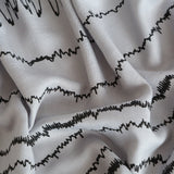 Brainwaves Sleep Waves Print Scarf, Black on Silver linen-weave pashmina, by Cyberoptix
