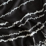 Brainwaves Insomnia Print Scarf, White on Black linen-weave pashmina, by Cyberoptix