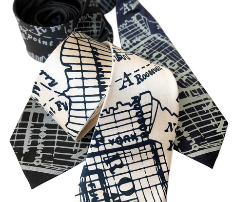 Brooklyn City Map Necktie, New York Tie