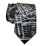 Brooklyn New York Necktie, Dove Grey on Black Tie, by Cyberoptix