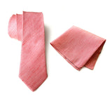 Coral silk & linen blend necktie.