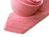 Coral silk & linen blend necktie.