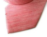 Coral silk & linen blend necktie.
