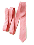 Coral silk & linen blend necktie.