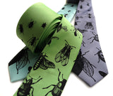 Insect Necktie. Spring green tie.