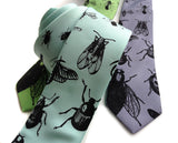 Insect Necktie. Ice blue tie.