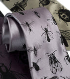 Bug Necktie. silver and black.