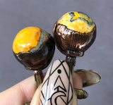 Bumblebee Jasper Cufflinks, electroformed copper