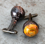 Bumblebee Jasper Cufflinks, electroformed copper
