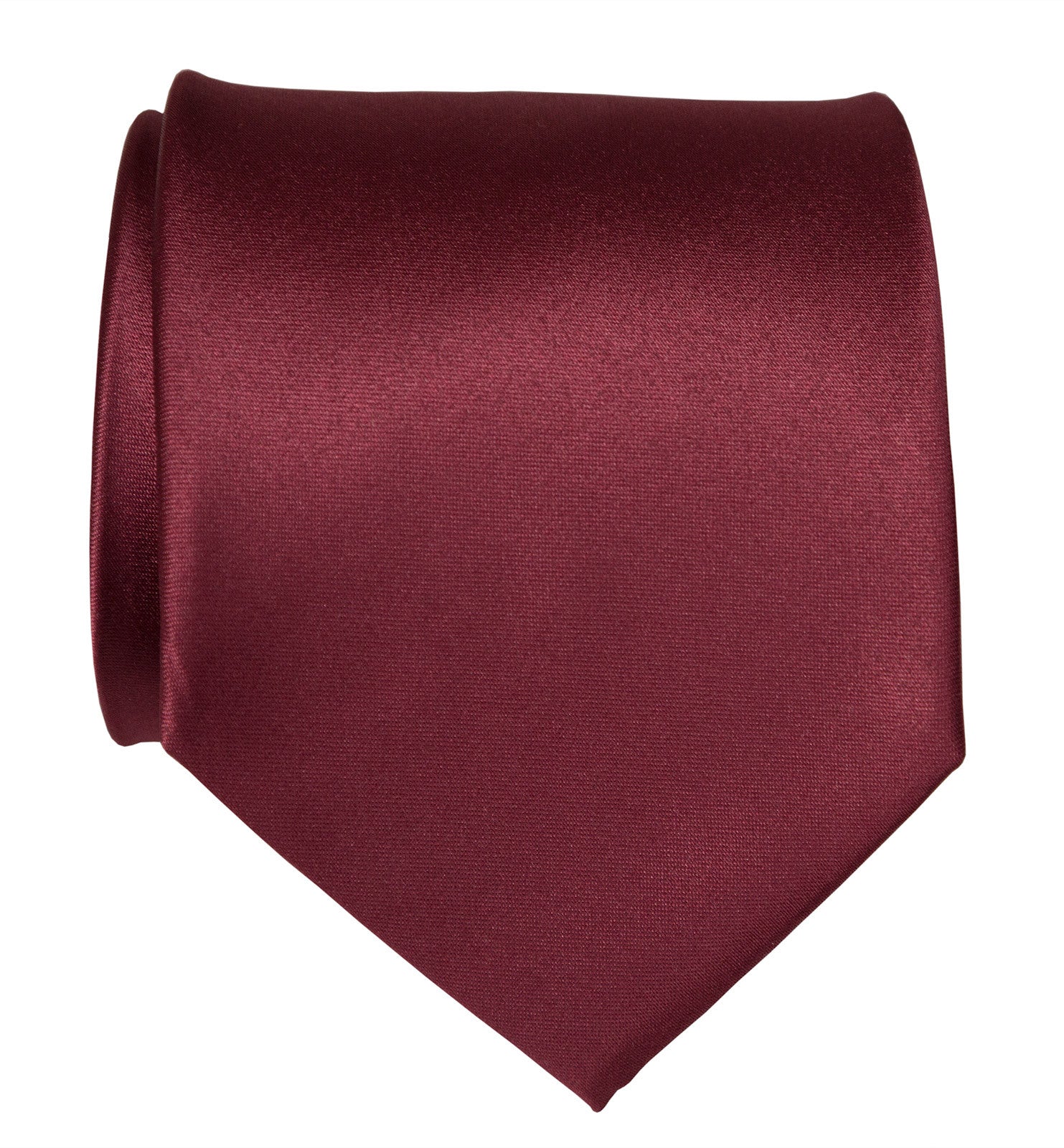 Burgundy Necktie. Solid Color Dark Red Satin Finish Tie, No Print Microfiber / Narrow