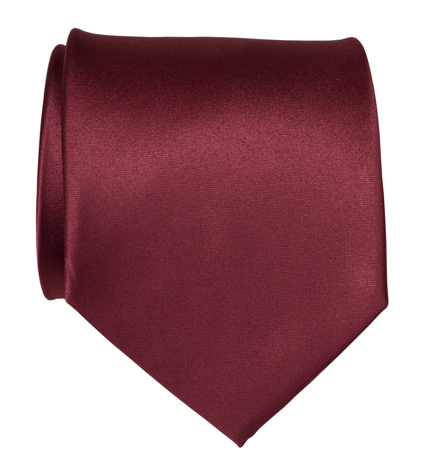 Burgundy Necktie. Solid Color Dark Red Satin Finish Tie, No
