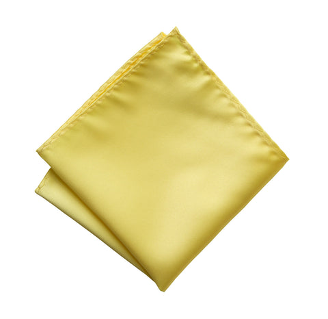 Butter Pocket Square. Light Yellow Solid Color Satin Finish, No Print