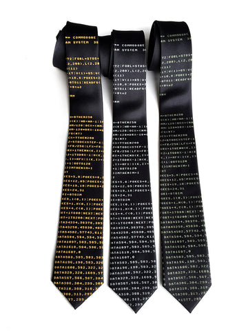 c64 silk necktie. BASIC code Commodore tie.