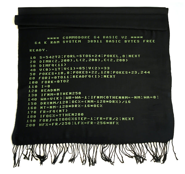 c64 Scarf: Commodore 64 BASIC Code pashmina, by Cyberoptix