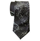 Capricorn Zodiac Necktie, Antique Brass on Black Tie, by Cyberoptix