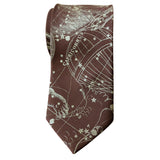 Capricorn Zodiac Necktie, Antique Brass on Dark Brown Tie, by Cyberoptix