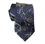 Capricorn Zodiac Necktie, Antique Brass on Navy Blue Tie, by Cyberoptix
